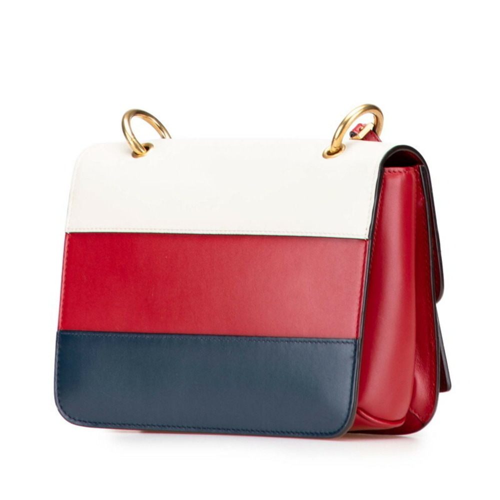 Gucci Navy Leather Bee Blue Margaret White Bag Shoulder Queen Red